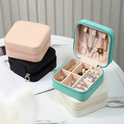 1PC Mini Fashion Travel Display Zipper Jewelry Storage Box Multifunctional For Necklace Bracelet Earrings Ring Storage Portable