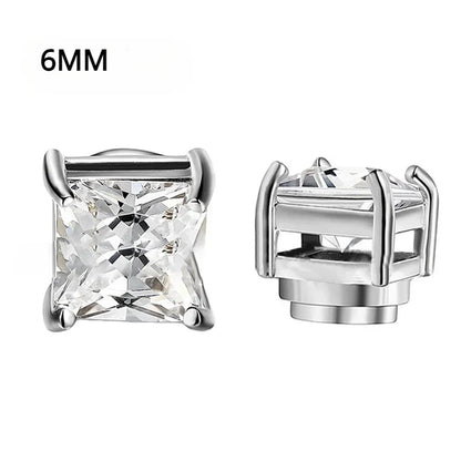 6 Pcset Crystal Strong Magnetic Ear Stud Clip Earrings for Men and Women Punk Round Zircon Magnet Earrings Non Piercing Jewelry