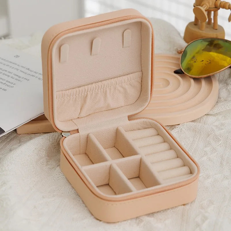 1PC Mini Fashion Travel Display Zipper Jewelry Storage Box Multifunctional For Necklace Bracelet Earrings Ring Storage Portable