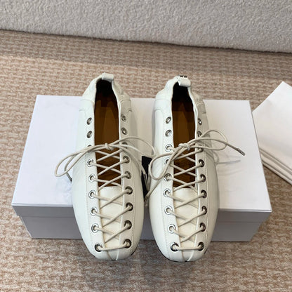 BAOGELAILAL2025S85 Spring/Summer New Flat Bottom Cross Strap Women's Low Heel Ballet Shoes Fashion Leather Single Shoes