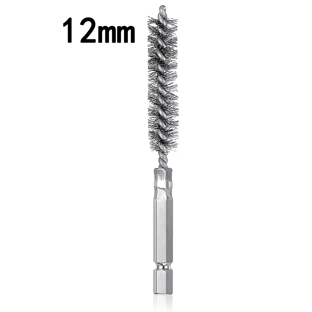 Wire Brush Drill Bore Cleaning Brush 1/4 " Hexagonal Handle Stainless Steel Brush for Anti-rust Cleaning of Pipe Ports 8-19mm