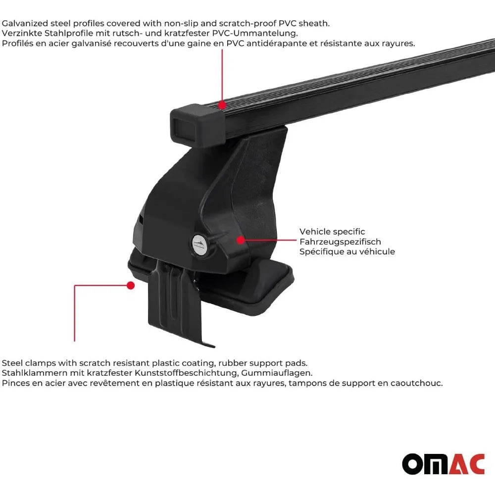 Smooth Roof Racks Cross Bars Luggage Carrier for Toyota Prius 2019-2022 Black 2 Pcs Anti-Theft for Travel Kayak Canoe Surf Ski