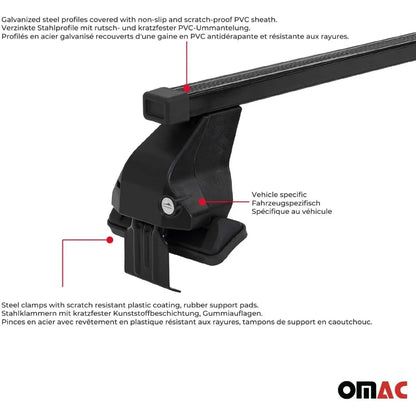 Smooth Roof Racks Cross Bars Luggage Carrier for Toyota Prius 2019-2022 Black 2 Pcs Anti-Theft for Travel Kayak Canoe Surf Ski