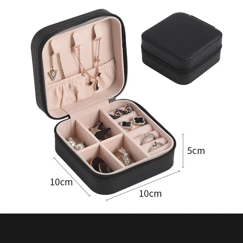 1PC Mini Fashion Travel Display Zipper Jewelry Storage Box Multifunctional For Necklace Bracelet Earrings Ring Storage Portable