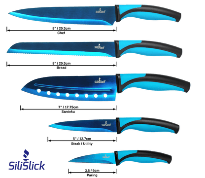 Kitchen Knife Set - Blue Handle | Blue Blade