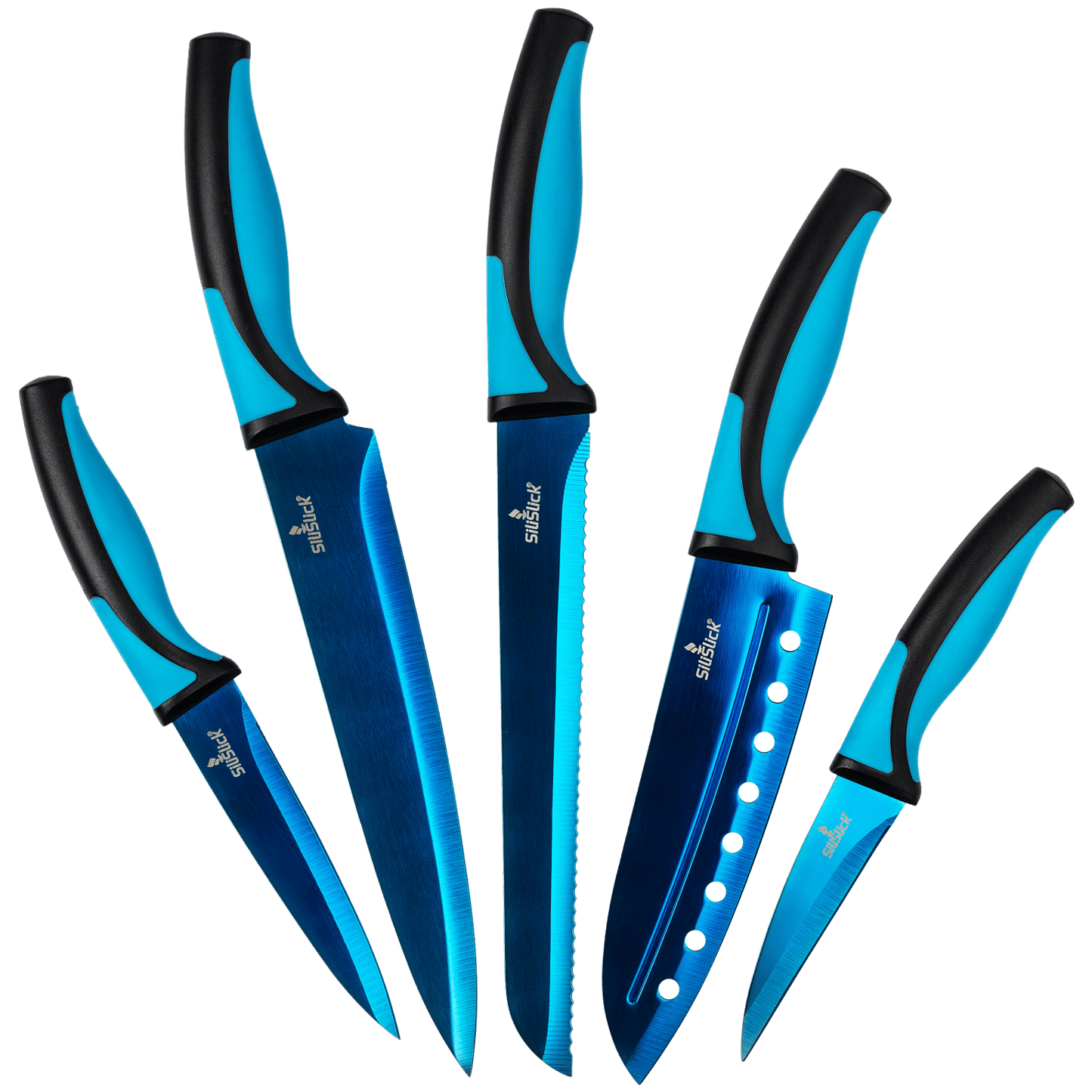 Kitchen Knife Set - Blue Handle | Blue Blade