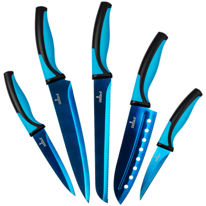 Kitchen Knife Set - Blue Handle | Blue Blade