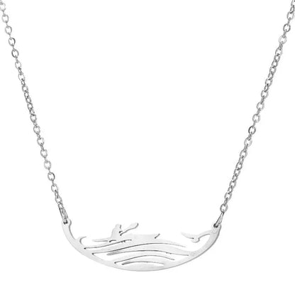 Sport Kayaking Pendant Neckalce Engraved Stainless Steel Jewelry for Women & Men Handmade Jewelry Surfing Boating Collares