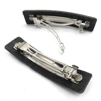 Black Barrette with Fancy Silver Filagree Studs-2