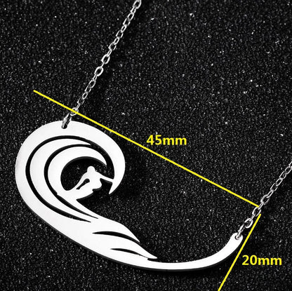 Sport Kayaking Pendant Neckalce Engraved Stainless Steel Jewelry for Women & Men Handmade Jewelry Surfing Boating Collares