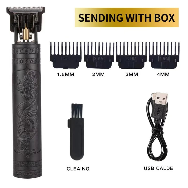 2025 T9 HairClipper Beard Shaving Body Hair Trimmer Clippers Electric Machine Men Haircut Machine 0mm Barber ShaverDragon Carved