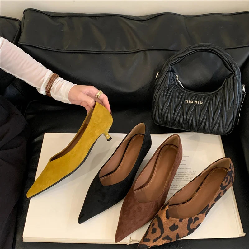 Bailamos Autumn Pointed Toe Women Sandals Sexy Shallow Slip On Pumps Shoes Fashion Thin High Heel Ladies Elegant Dress Shoes