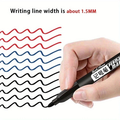 6 Pcs/Set Permanent Art Marker Pen Fine Point Waterproof Ink Thin Nib Crude Nib Black Blue Red Ink 1.5mm Fine Color Marker Pens