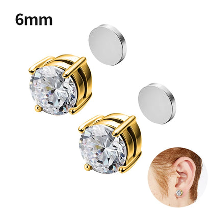 1Pair Fashion Crystal Magnetic Clip Ear Stud Non Piercing Earrings Fake Earring Gift for Men Women Jewelry