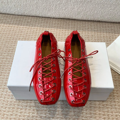 BAOGELAILAL2025S85 Spring/Summer New Flat Bottom Cross Strap Women's Low Heel Ballet Shoes Fashion Leather Single Shoes