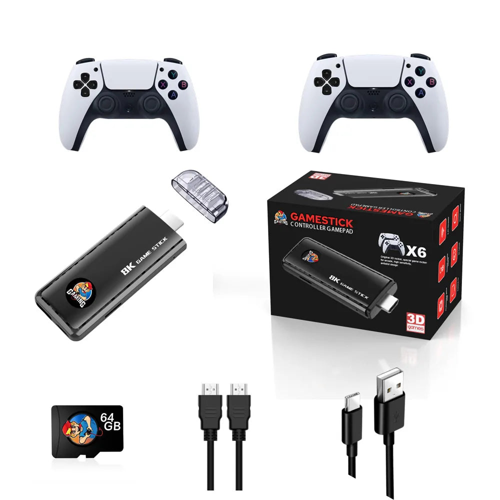 Game Stick Video Console 30000 Games Double Wireless Controller Gamestick Retro Games Consola 4K Output, 15 Classic Emulators