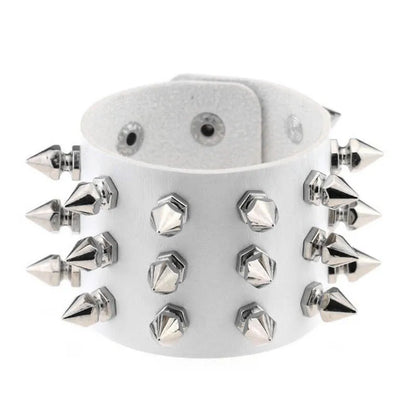 2024 Pu Leather Studded Bracelet Choker Punk Spike Rivets Cuff Black Wristband Adjustable Cuff Bangle