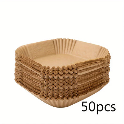 50Pcs/100 Pcs Disposable Air Fryer Paper, Baking Paper Bowl, Oven Paper Liner/Oil-Proof Non-Stick, Heat Resistant