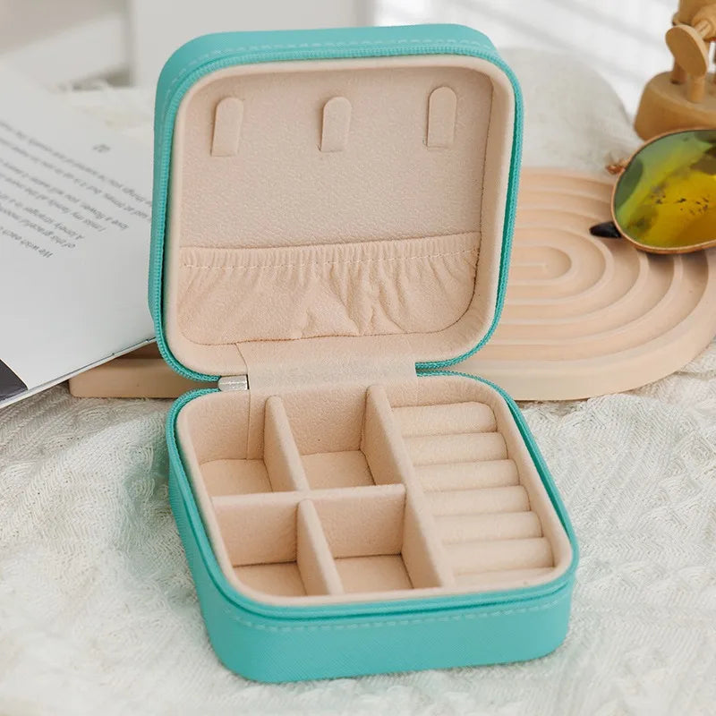 1PC Mini Fashion Travel Display Zipper Jewelry Storage Box Multifunctional For Necklace Bracelet Earrings Ring Storage Portable