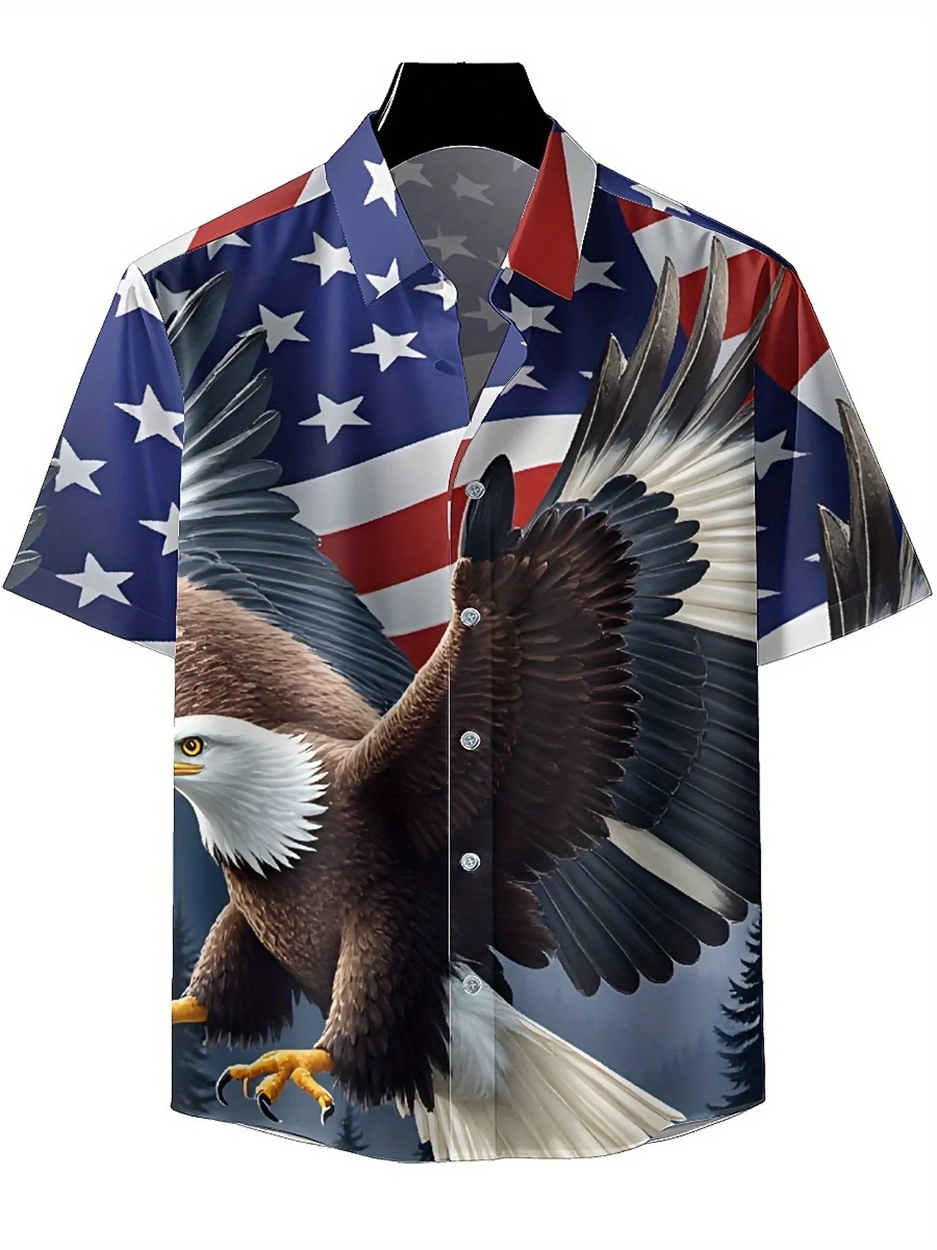 Men's Plus Size Hawaiian Shirts Independence Day Pattern, Button Up Shirts, Unisex Casual Clothing, Summer Tops