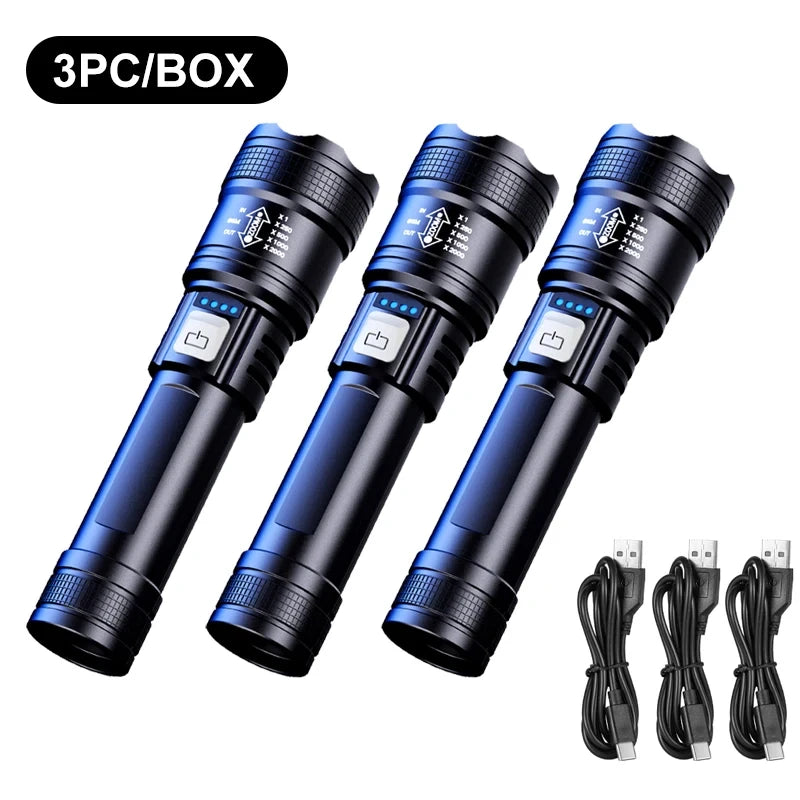 Ultra strong light long-range rechargeable flashlight for outdoor patrol, spotlight zoom aurora cannon, large floodlight laser c