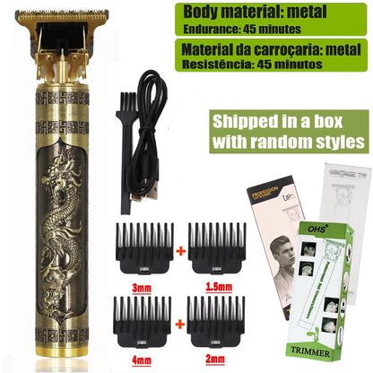 2025 T9 HairClipper Beard Shaving Body Hair Trimmer Clippers Electric Machine Men Haircut Machine 0mm Barber ShaverDragon Carved