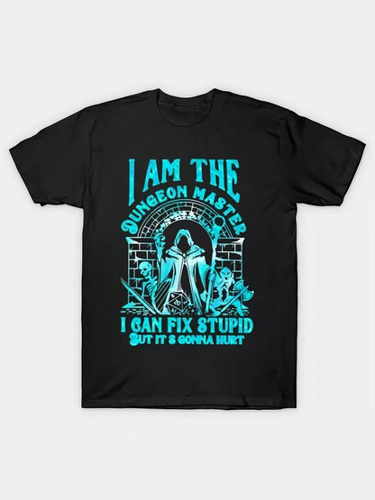 Dungeon Master Graphic Tee for Men - 100% Cotton, Casual Round Neck T-Shirt with Unique Print Design