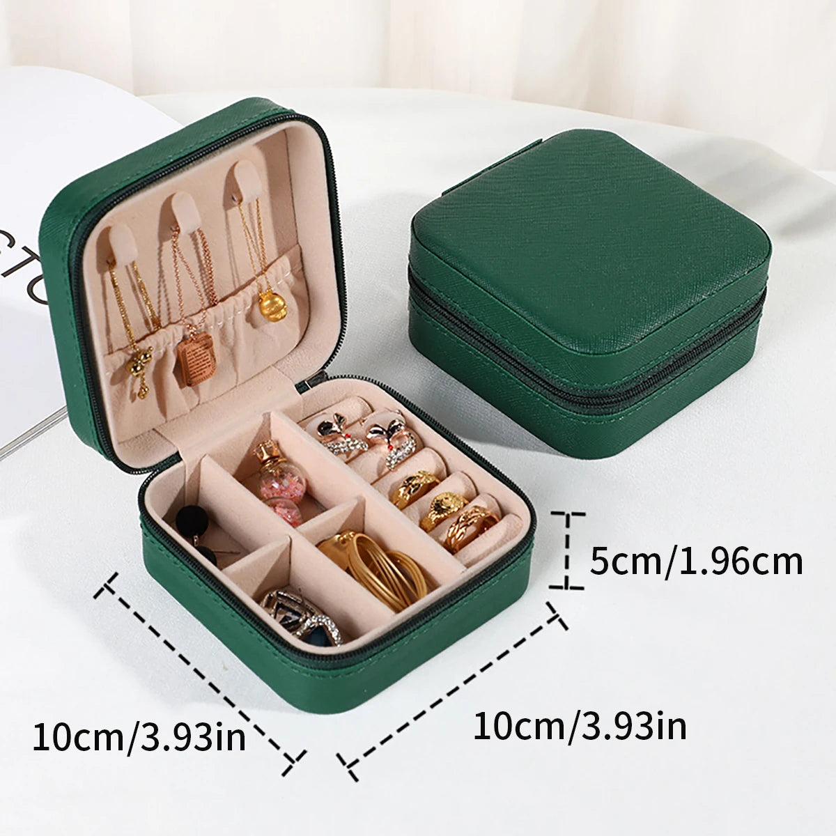 1PC Mini Fashion Travel Display Zipper Jewelry Storage Box Multifunctional For Necklace Bracelet Earrings Ring Storage Portable