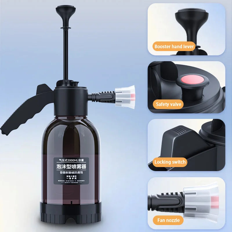 SEAMETAL 2L Car Wash Spray Bottle Foam Sprayer Hand Pump Foam Sprayer Car Air Pressure Spray Washer Auto Window Cleaning Tools