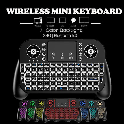 Mini Wireless Keyboard V8 2.4G Bluetooth 7 Color Backlit Portable Air Mouse Remote Control Touchpad for Android TV Box