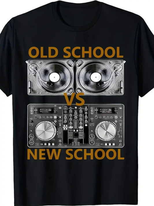 [Trendy | Pure Cotton] 1pc, Trendy High-end Pure Cotton Old School DJVS New School DJT T-shirt | HouseDance Music