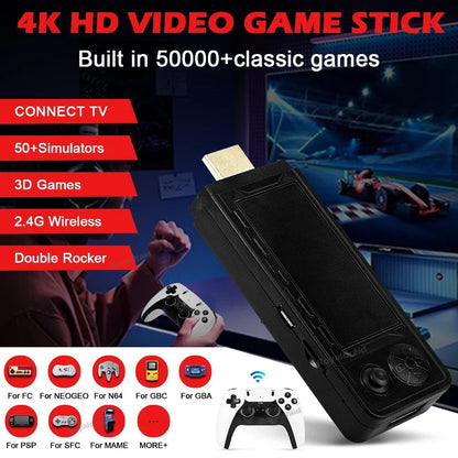 128G 256G X9 PRO GameStick 4KHD TV Video Game Consol 3D Games For PSP/PS1/N64/NDS 40+Simulators Retro Games Dual 2.4G Controller