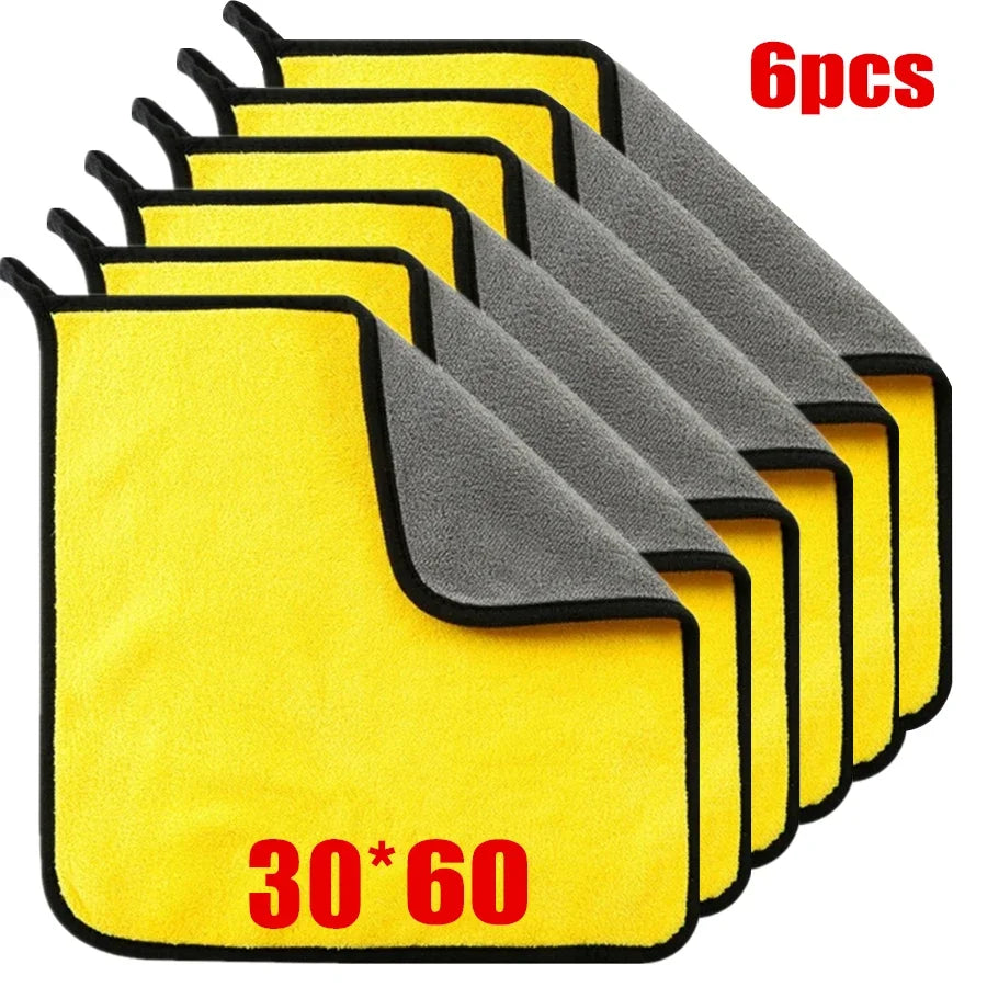 1/2/6pcs Microfiber Cleaning Towel Car Cleaning Cloths Professional Detailing Car Drying Microfiber Towel Wash Towel Accessories