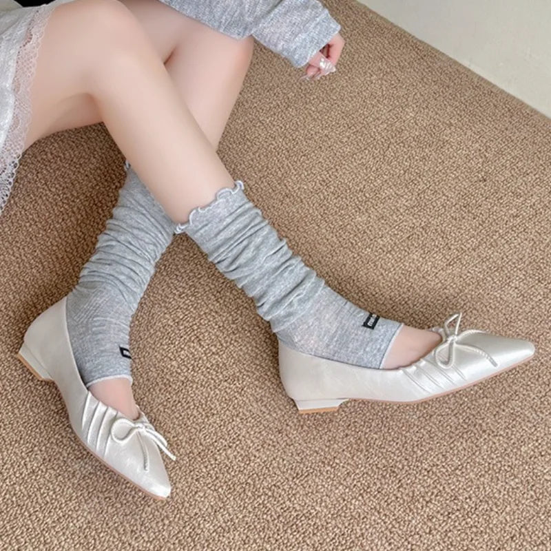 New 2025 Fashion Pointed Toe Women Flats with Shoes Soft Butterfly-Knot Female Slip on Footwear Shallow Ladies Flats Shoes