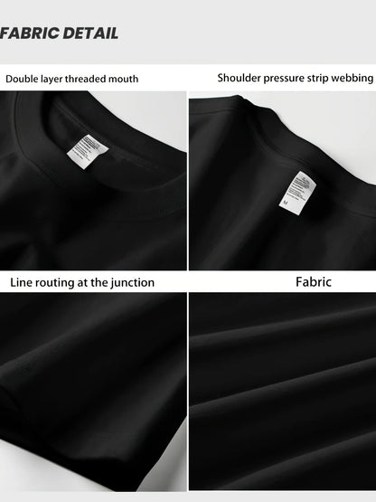 Men's Casual Black Cotton T-Shirt with "HUSTLE" Print - Short Sleeve, Round Neck, Machine Washable, Loose Fit