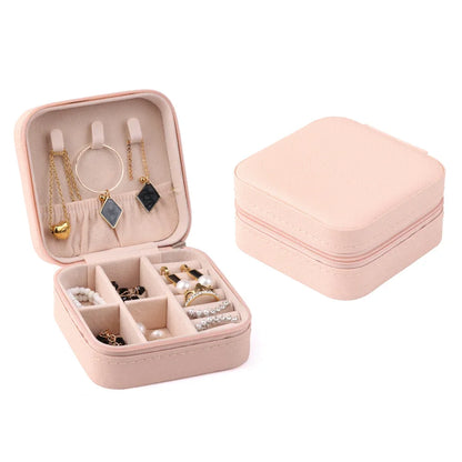 PU Leather Jewelry Mini Storage Box Travel Home Bracelet Earrings Storage Display Case For Women Ring Jewelry Portable Organizer
