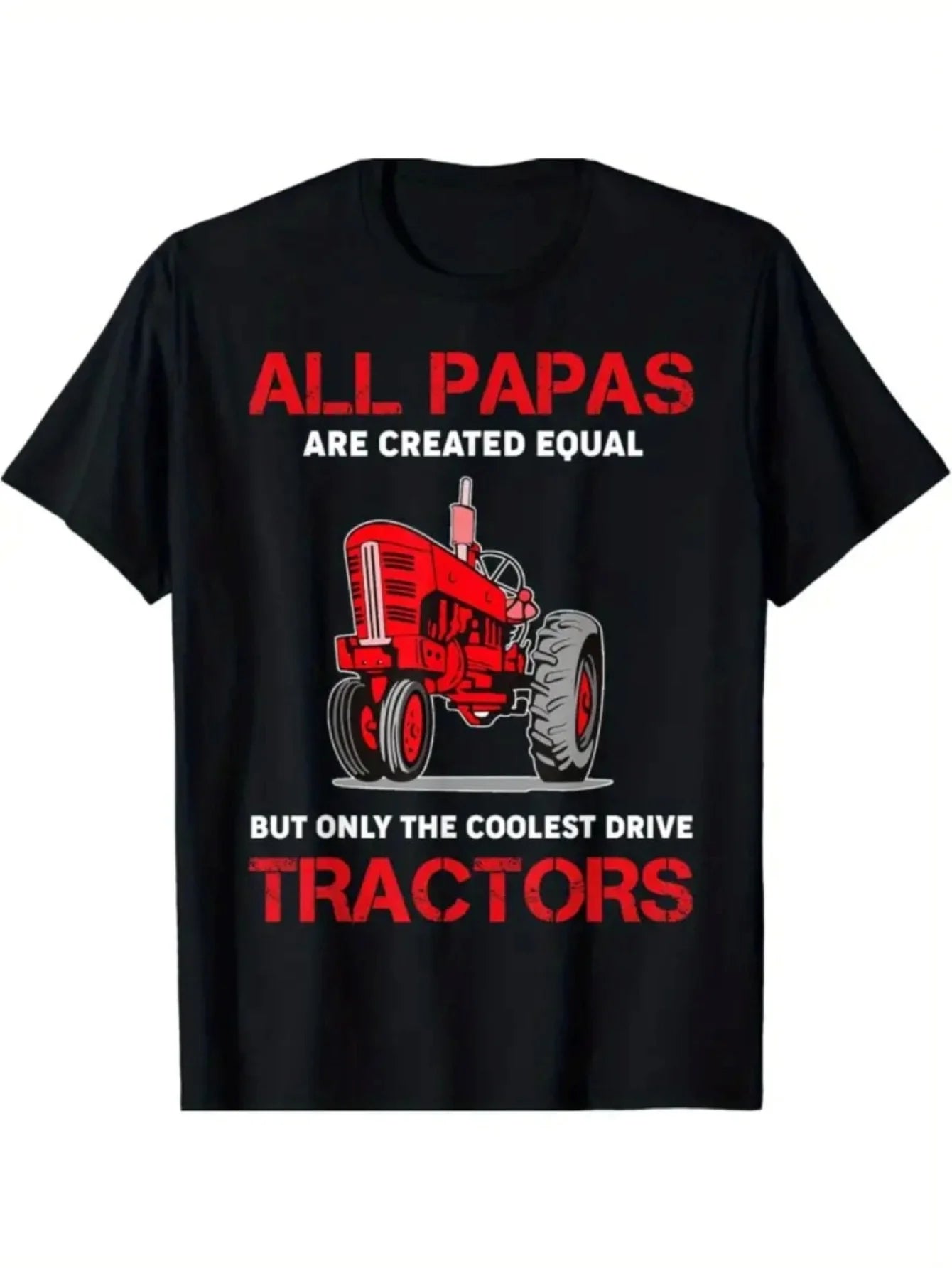 1pc Unisex Cotton Crew Neck T-Shirt - Casual Style, Geometric Tractor Print, All-Season Comfort