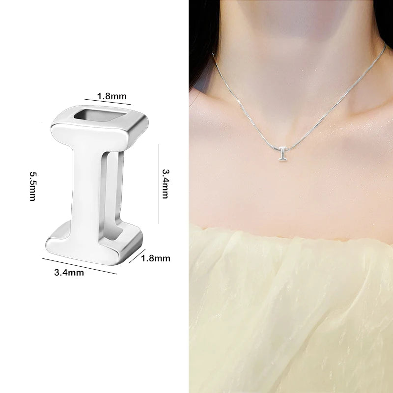 1PCS 925 Sterling Silver Letter Beads Silver Charms A-Z DIY Loose Initial Alphabe Letter Beads Fit Women Bracelet Making