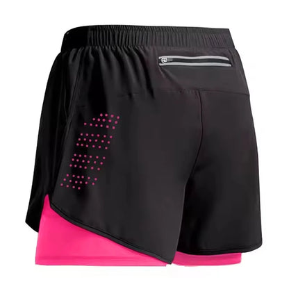 Men's Running Shorts Quick-drying Fitness Black Double Layer Shorts Men New Sport Workout Training Bodybuilding Short Pants