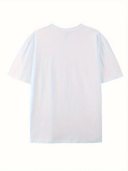 Men's 100% Cotton Crew Neck T-Shirt with "JESUS" Print, Casual Sports Style, Breathable Knit Fabric