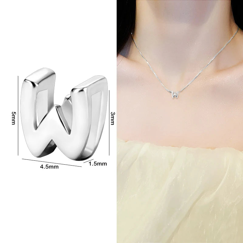 1PCS 925 Sterling Silver Letter Beads Silver Charms A-Z DIY Loose Initial Alphabe Letter Beads Fit Women Bracelet Making