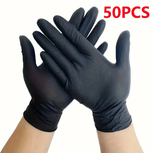 8mil Nitrile Gloves Thick 30/50PCS Industrial Disposable Gloves with Diamond Textured Latex Free Heavy Duty Mechanic Auto Gloves