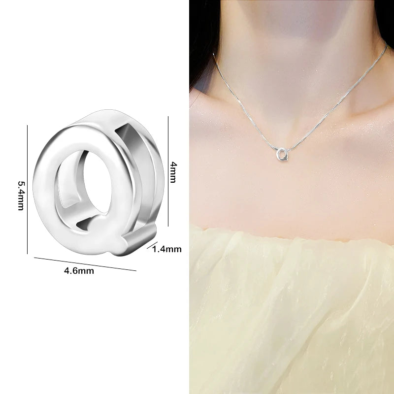 1PCS 925 Sterling Silver Letter Beads Silver Charms A-Z DIY Loose Initial Alphabe Letter Beads Fit Women Bracelet Making