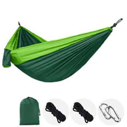 Single Person Portable Outdoor Camping Hammock With Nylon Color Matching Hammock High Strength Parachute Fabric Hanging Bed