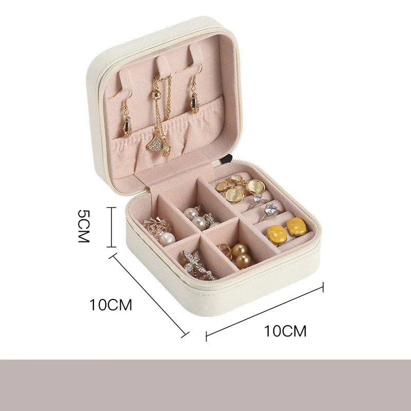 1PC Mini Fashion Travel Display Zipper Jewelry Storage Box Multifunctional For Necklace Bracelet Earrings Ring Storage Portable