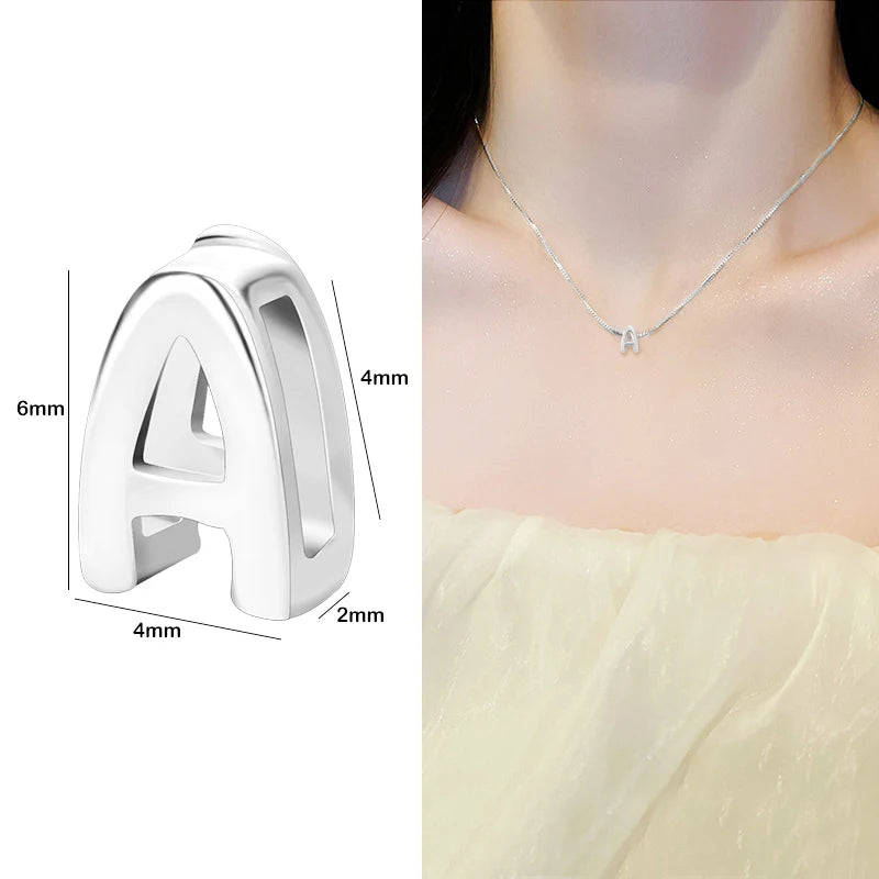 1PCS 925 Sterling Silver Letter Beads Silver Charms A-Z DIY Loose Initial Alphabe Letter Beads Fit Women Bracelet Making