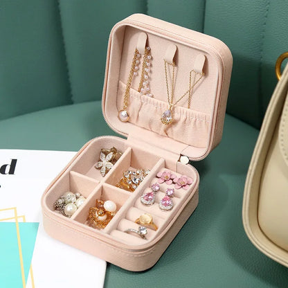1PC Mini Fashion Travel Display Zipper Jewelry Storage Box Multifunctional For Necklace Bracelet Earrings Ring Storage Portable