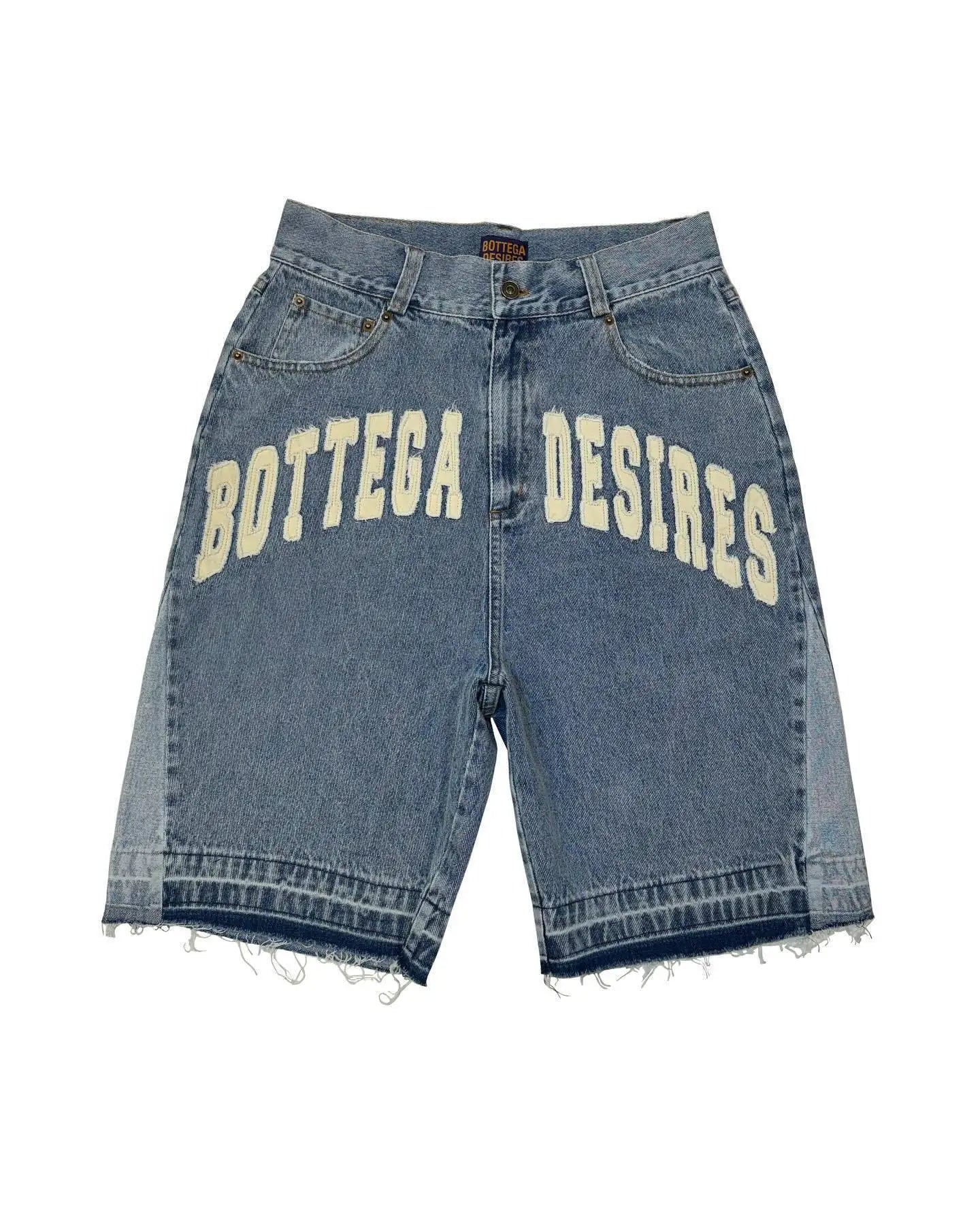 Bottega Desires Trend Men's Fried Street Loose Five-point Pants Fashion Trendy Brand Retro Y2k Letter Denim Shorts Baggy Jeans