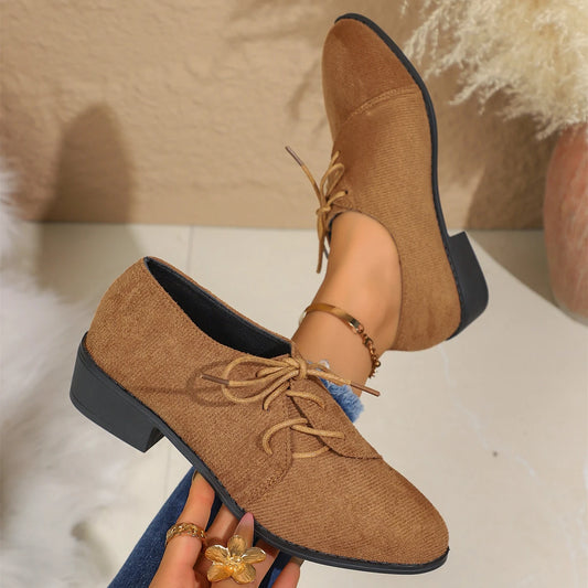 Plus Size Women's Shoes Spring Autumn New Style European Fashion Casual Front Lace Up Platform Shoes Rubber Sole Retro Design