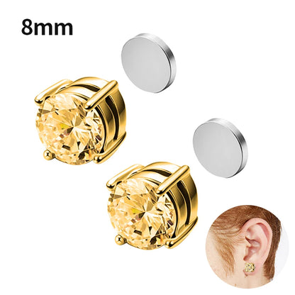 1Pair Fashion Crystal Magnetic Clip Ear Stud Non Piercing Earrings Fake Earring Gift for Men Women Jewelry